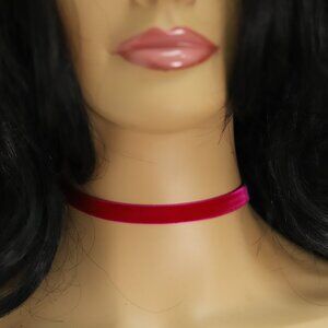 Red Pink - ish Velvet Choker Adjustable Length Trendy Chokers (#29)